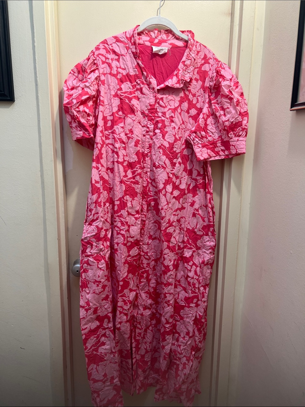 Hyacinth House Louisa magenta multi colored Floral Maxi Dress with Button Front